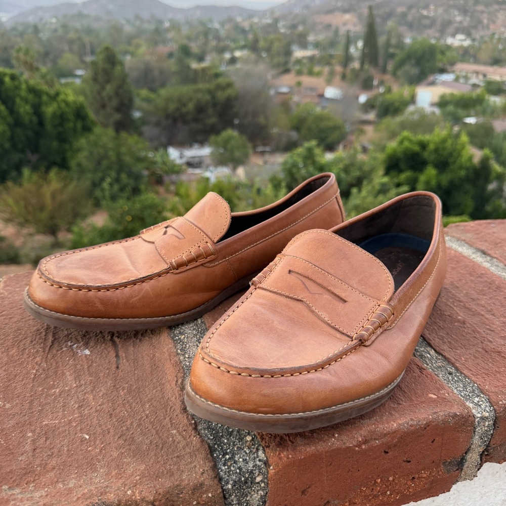 Rockport Mens Tan Leather Penny Loafers truTECH Slip On Shoes CH0906 Size 11.5 M